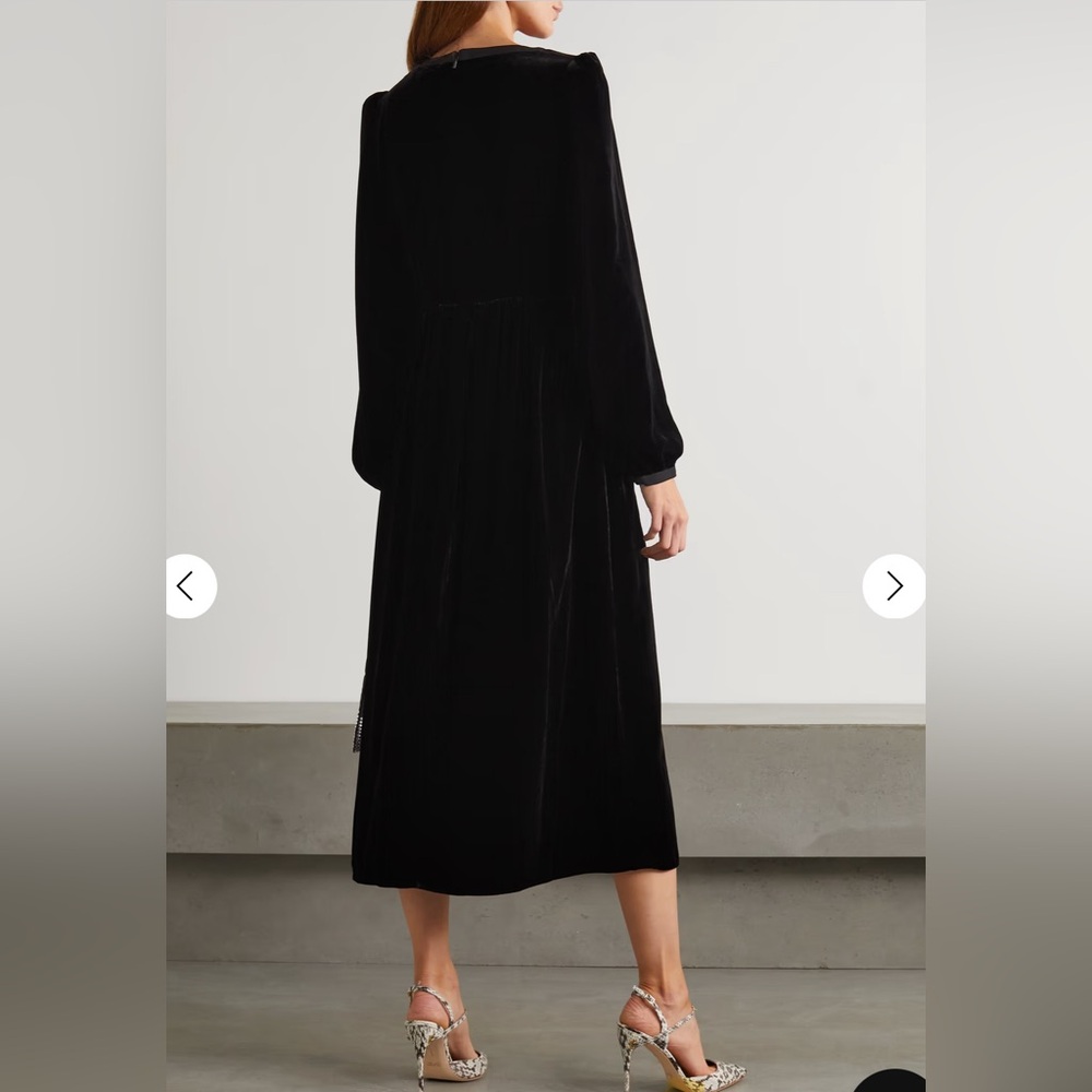 NWT Saloni Camille bow-embellished velvet midi dress size 4 - Picture 3 of 9